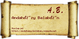 Andaházy Balabán névjegykártya